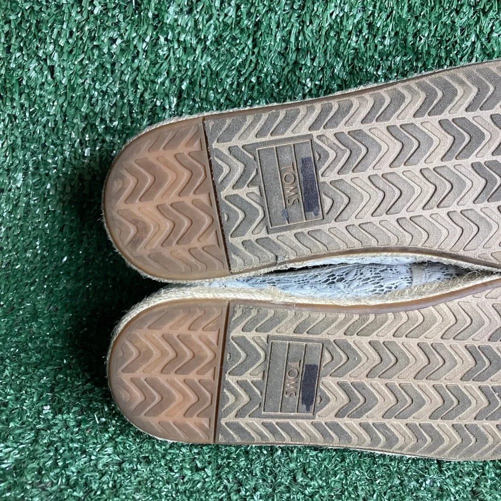 TOMS Deconstructed Alpargata Floral Lace Mesh Slip On Flat Shoes White Womens 8